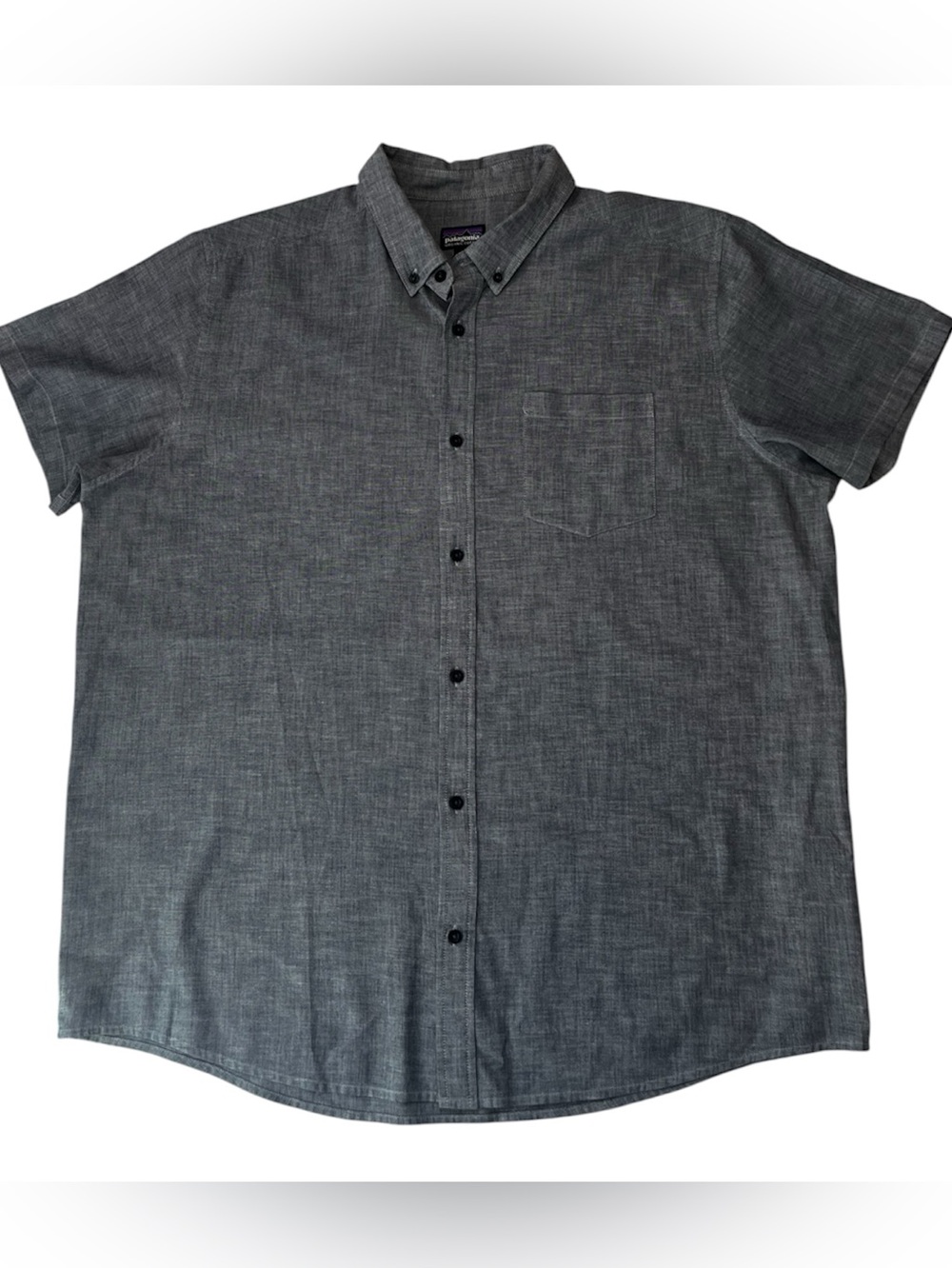 Patagonia Men's Gray Blue Short Sleeve Button Down Shirt Sz XXL